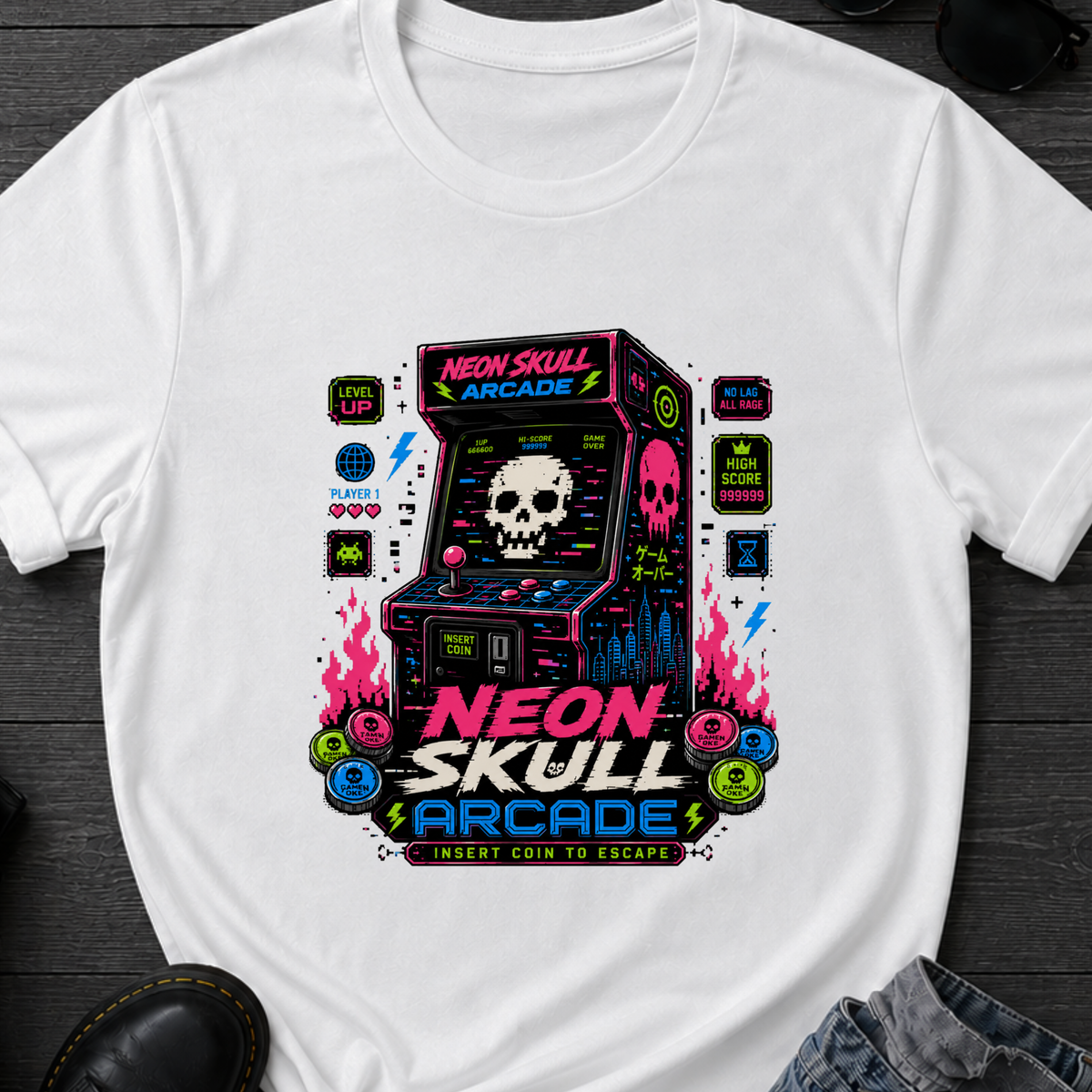 Neon Skull Arcade T-Shirt