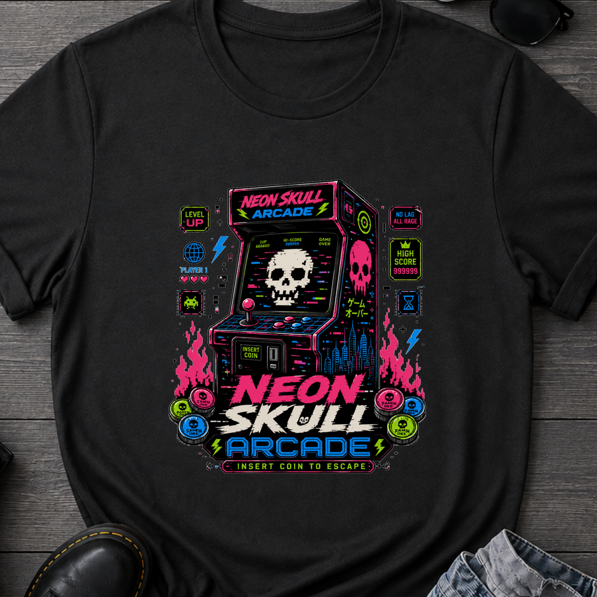 Neon Skull Arcade T-Shirt