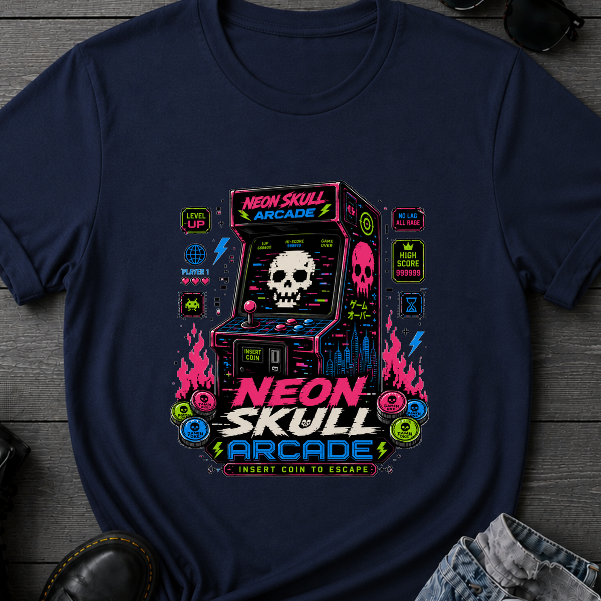 Neon Skull Arcade T-Shirt