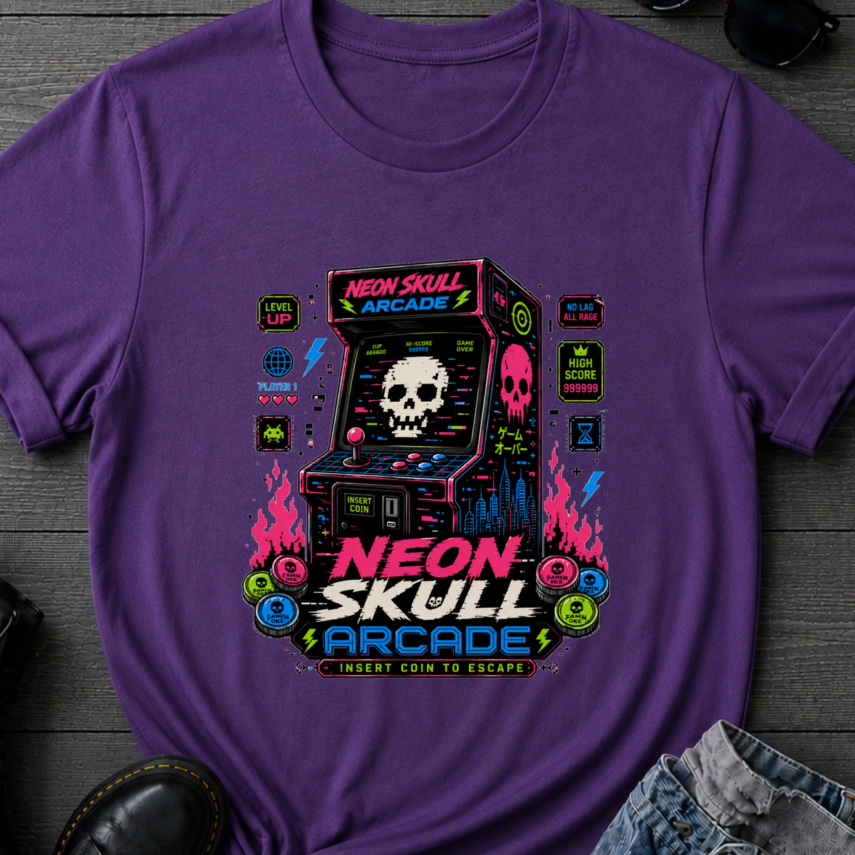 Neon Skull Arcade T-Shirt