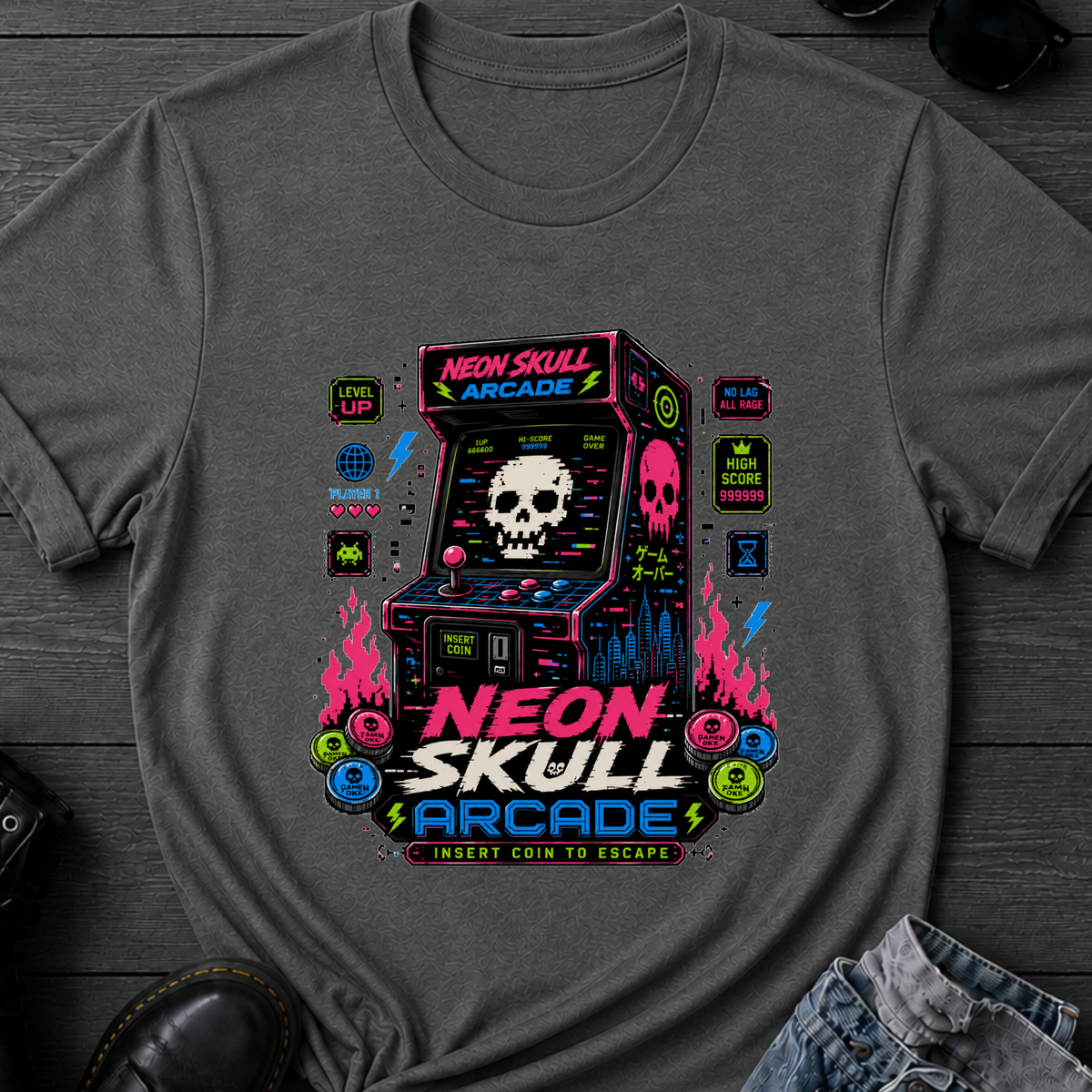 Neon Skull Arcade T-Shirt