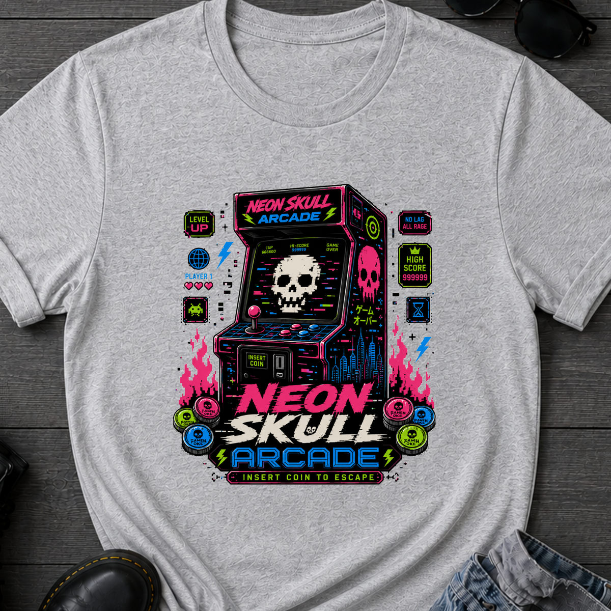 Neon Skull Arcade T-Shirt