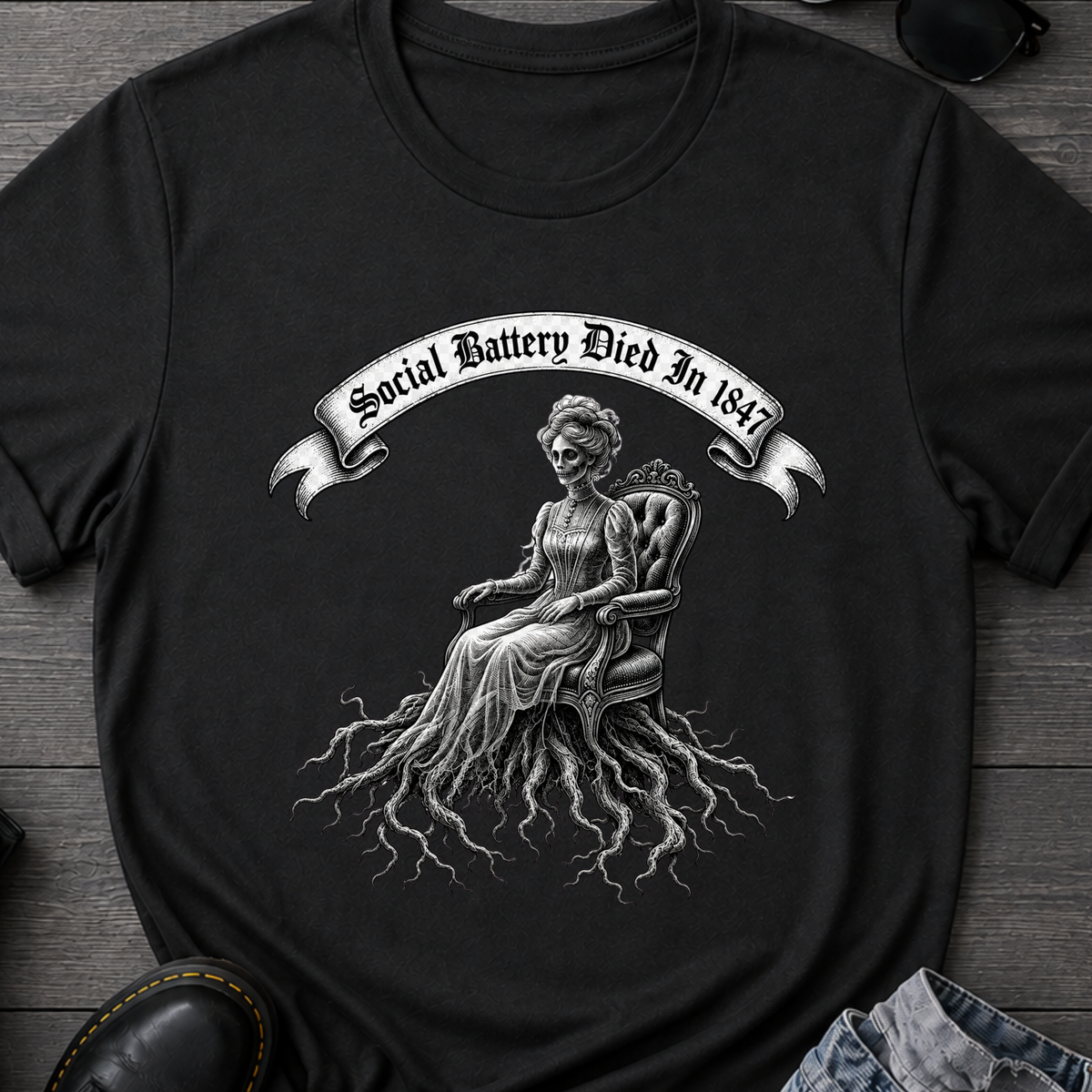 Social Battery Died In 1847 T-Shirt