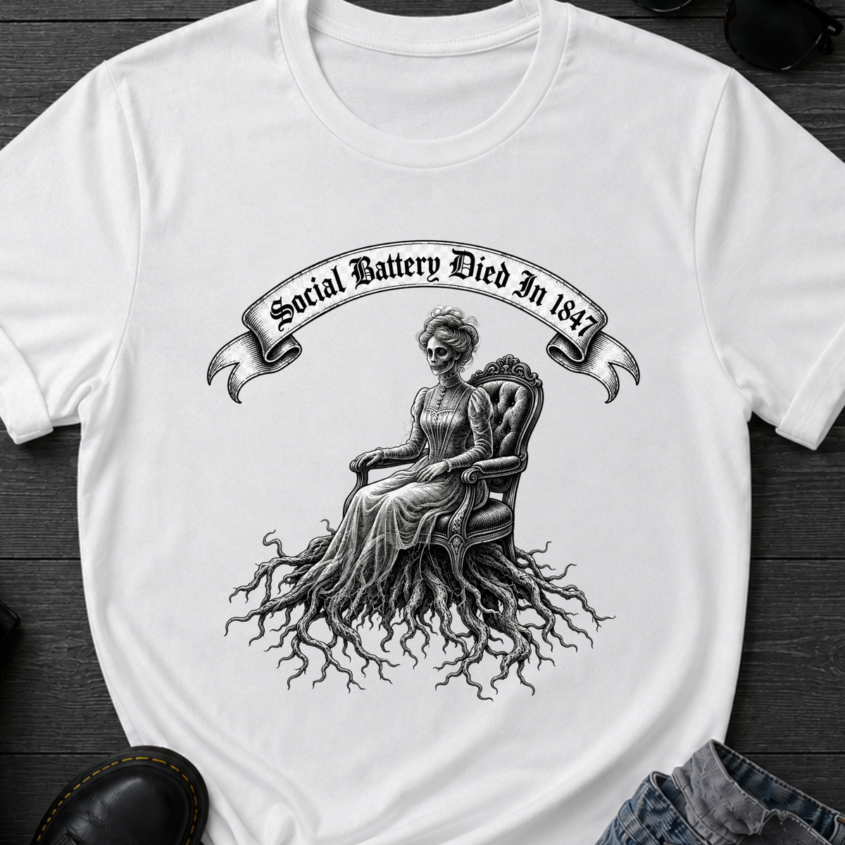 Social Battery Died In 1847 T-Shirt