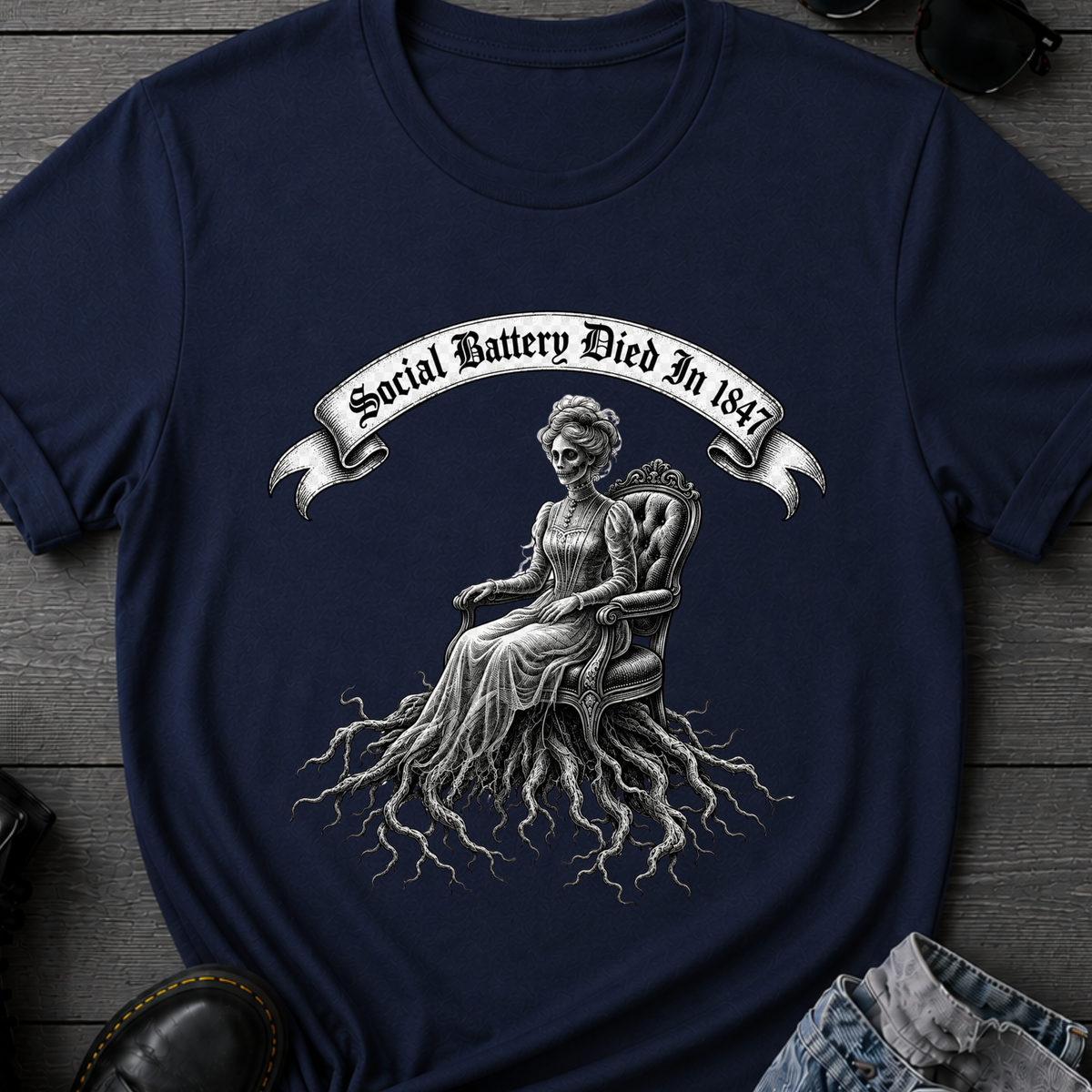 Social Battery Died In 1847 T-Shirt