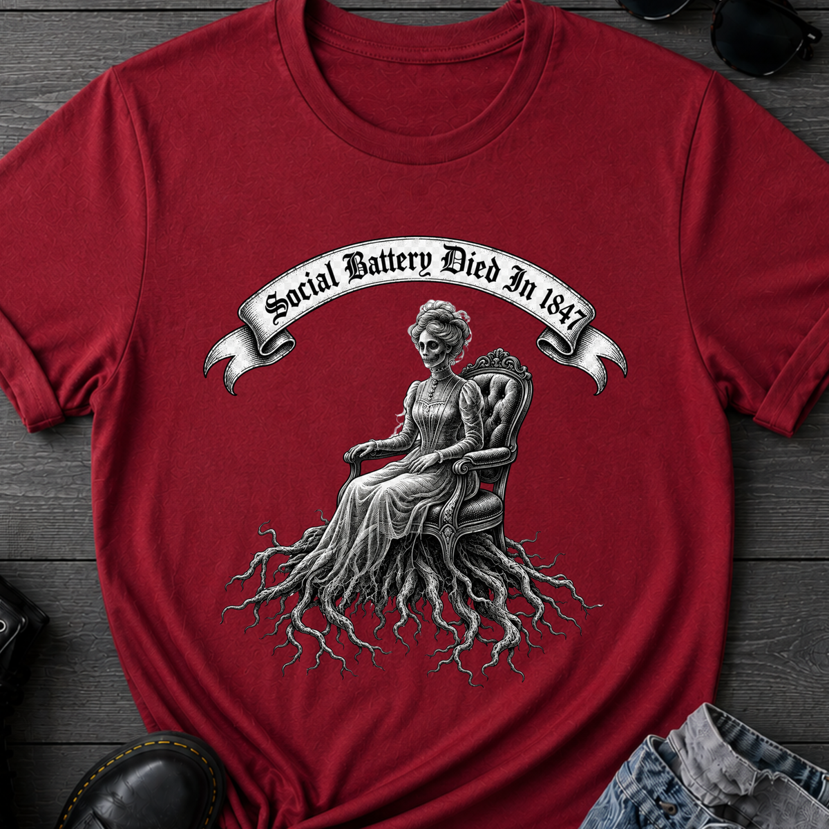 Social Battery Died In 1847 T-Shirt