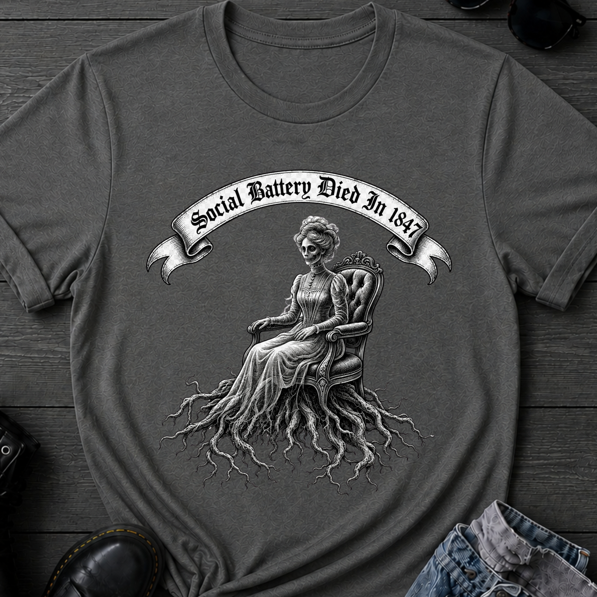Social Battery Died In 1847 T-Shirt