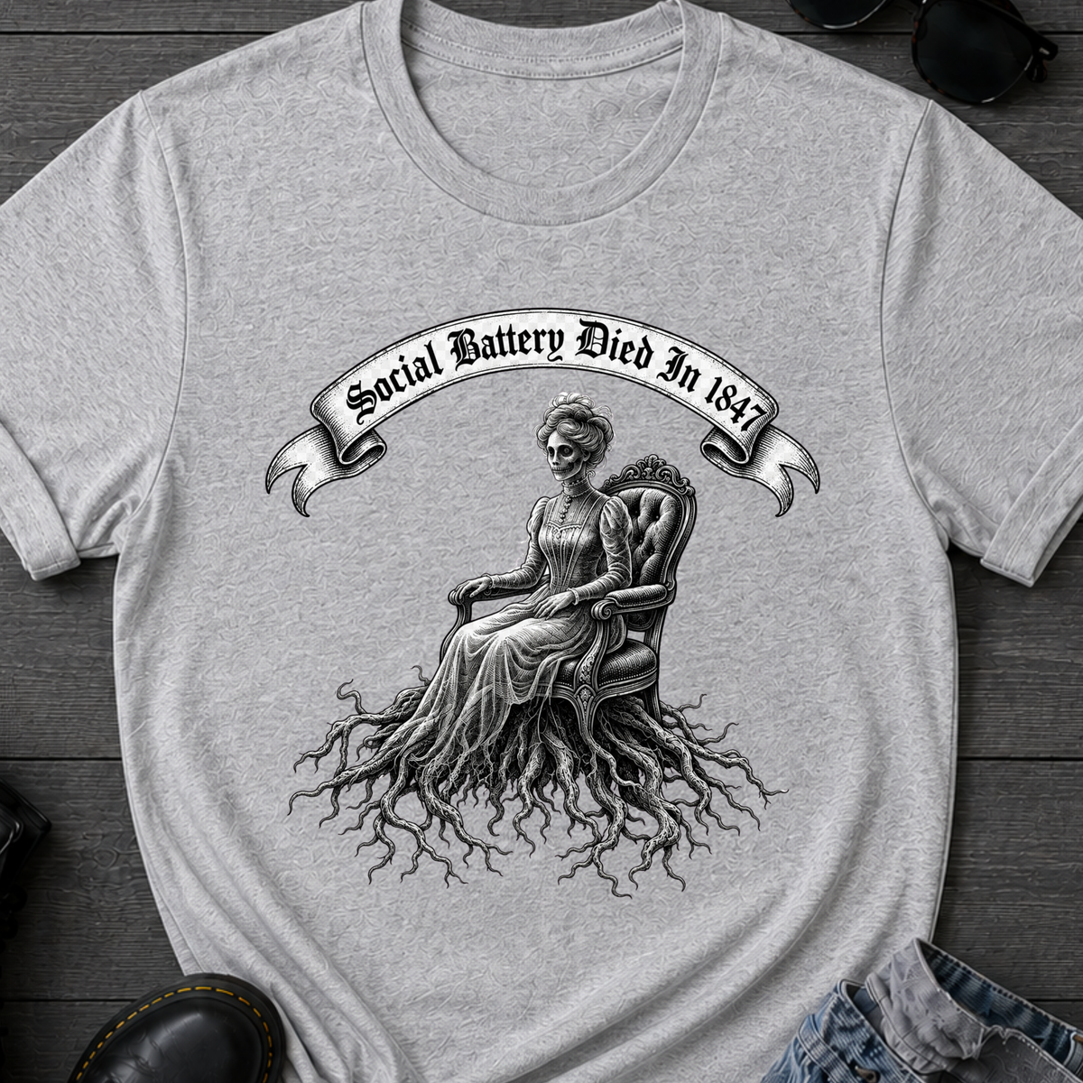 Social Battery Died In 1847 T-Shirt