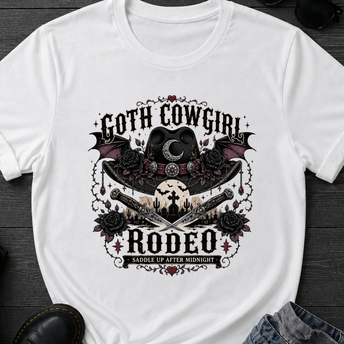 Gothic Cowgirl Rodeo T-Shirt