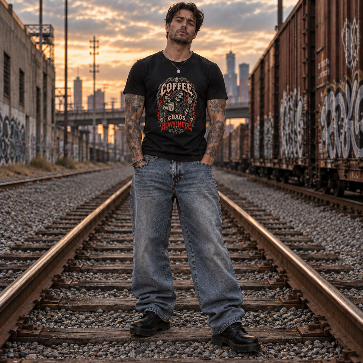 Coffee Chaos Heavy Metal T-Shirt